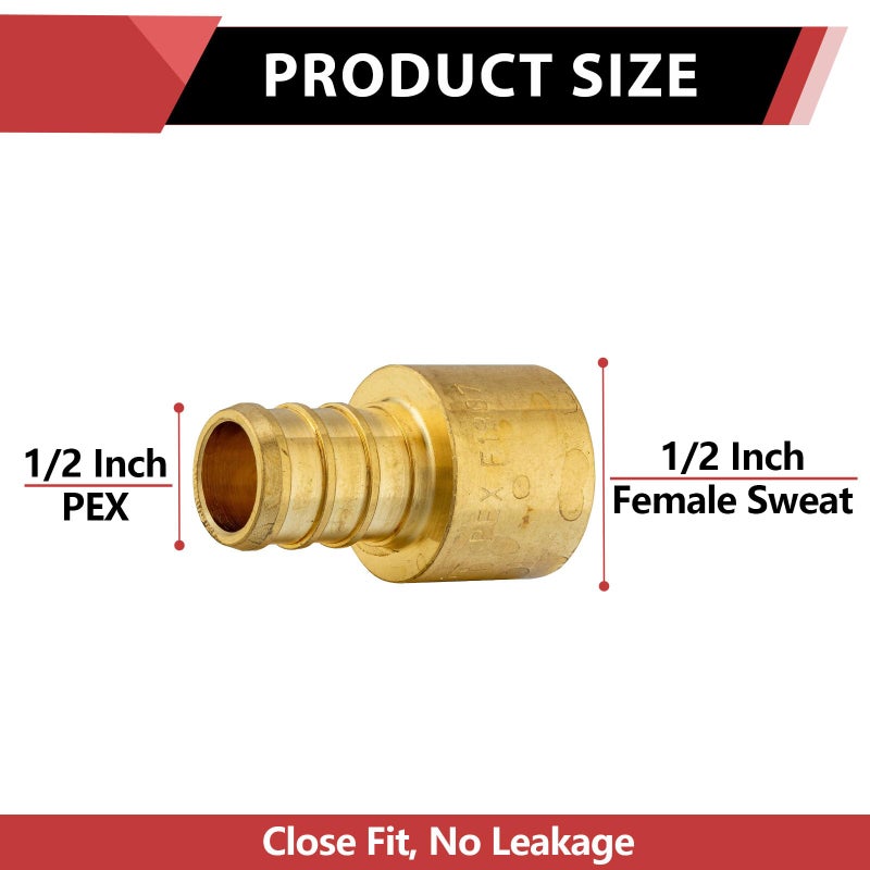 EFIELD 10 Pieces EFIELD Pex Fittings 1/2" x 1/2" Female Sweat Copper Adapter (Over Copper Tube), ASTM F1807,(PEX1807127) - Image 2